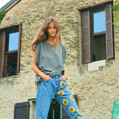 Levi Jeans with Sunflowers