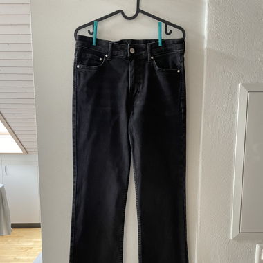 Long straight leg Jeans black denim