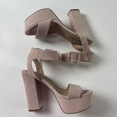Scarpe con tacco a piattaforma in camoscio rosa