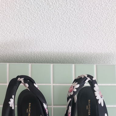 Balenciaga Sling Backs with Floral Pattern