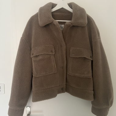 Giacca teddy in pile ZARA marrone M
