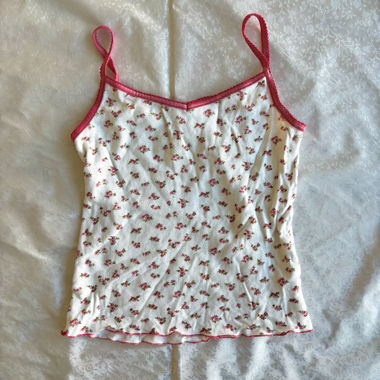 “H2” Made in Japan perforated floral cami top