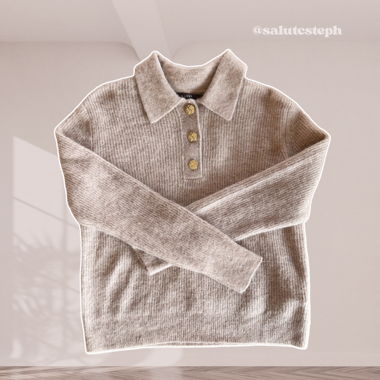 Pull beige boutonné