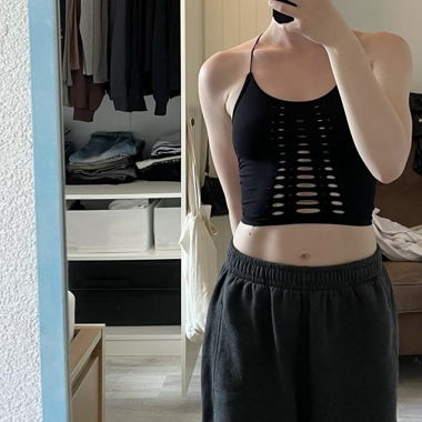 Crop top noir dos nu