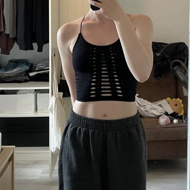 Crop top noir dos nu