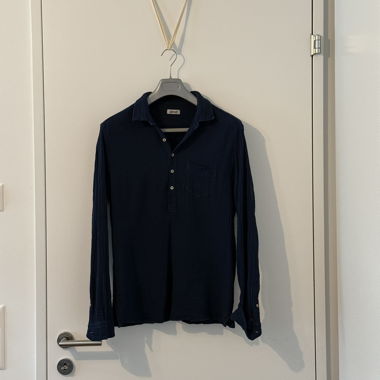 Camicia in lino blu navy a maniche lunghe