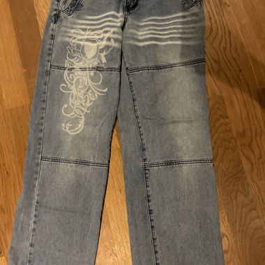 Cute y2k floral print loose low waisted jeans 