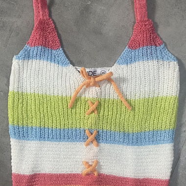 Top maille rayé multicolore