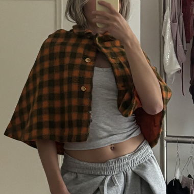 Checked Cape Shirt-Blouse
