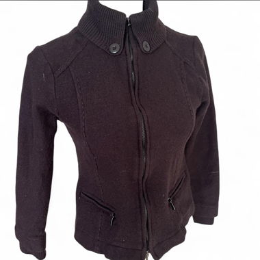 Veste en laine marron zippée