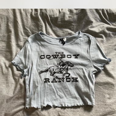 Haut court style cow-boy bleu
