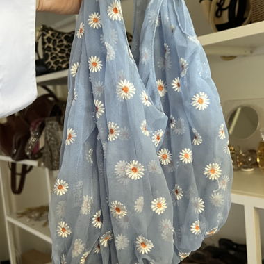 Blue Daisy Mesh Bag