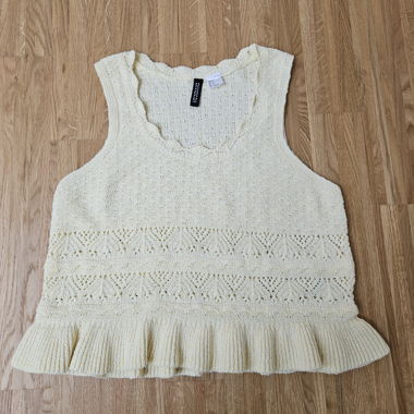 Light Yellow Knit Top with Ruffles