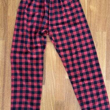 Pantaloni per bambini a quadri rosso/nero