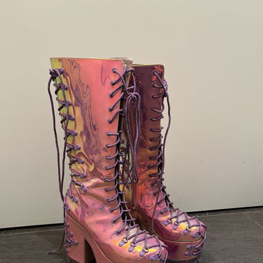 Knee high Platform Boots reflective 