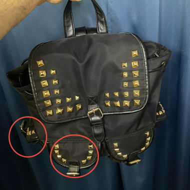 Sac à dos noir avec clous dorés - look rock urbain