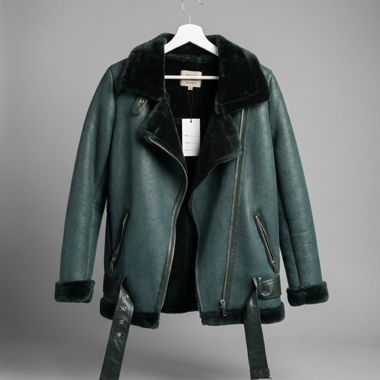 Green Faux Leather Jacket M