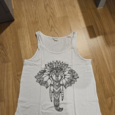 Top blanc motif éléphant mandala S