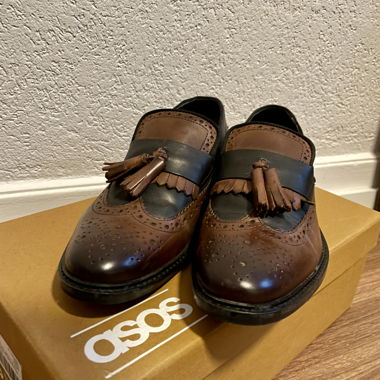 ASOS Leather Loafers in tan and black
