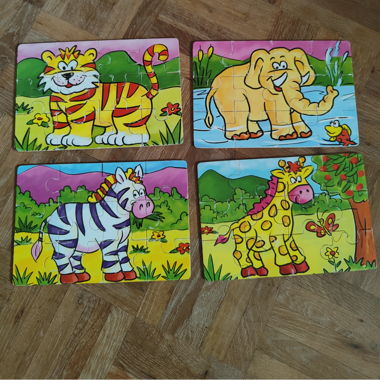 Puzzle per Bambini Animali in Cassa di Legno