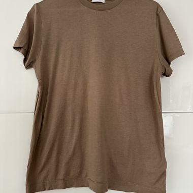 T-shirt marrone in cotone-seta