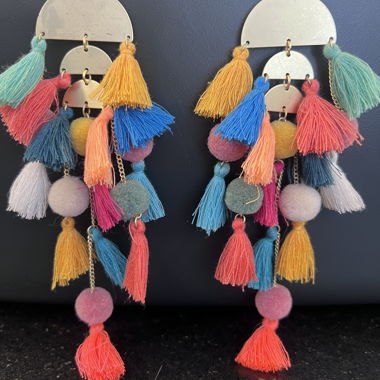 Boucles d'oreilles pompons multicolores