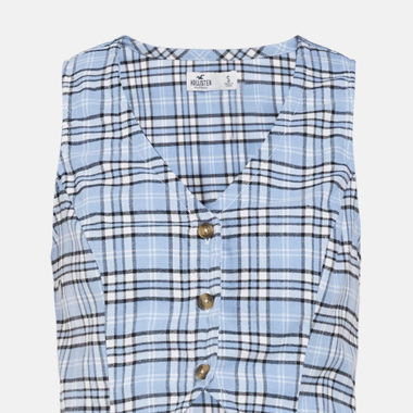 Trendige Hollister Weste in Blau kariert 