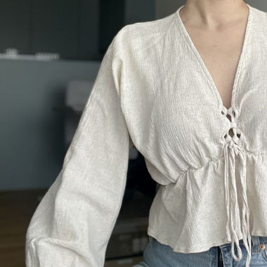 Camicia di lino beige