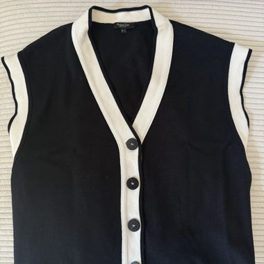 Black and White Sleeveless Vest