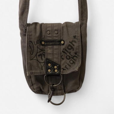 Borsa a tracolla in canvas grigia Diesel