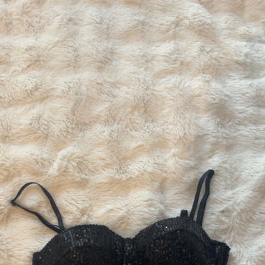 Schwarze Glitzer Crop Top 