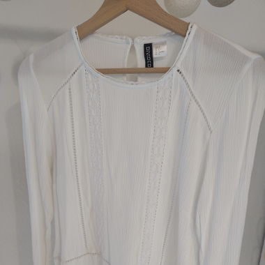 Musselin Bluse mit Spitze
