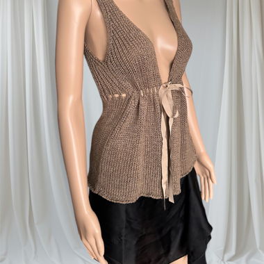 Haut en cardigan tricoté avec ruban