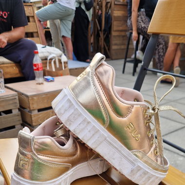 Gold FILA Wedge Sneakers