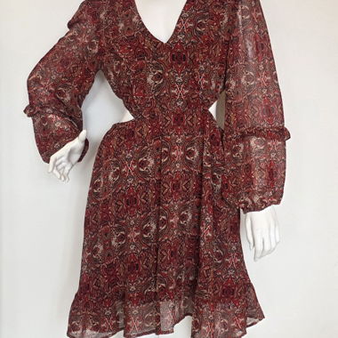 Red patterned dress