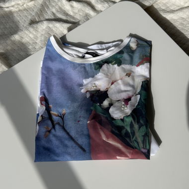MNG Basics floral print white T-shirt S