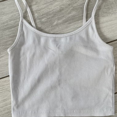 White Ribbed Cropped Top