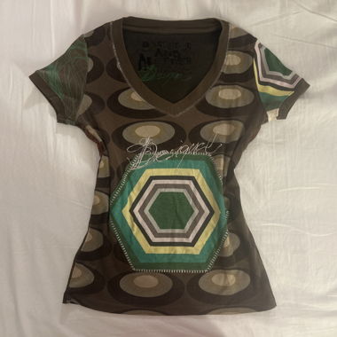 vintage green and brown Desigual top
