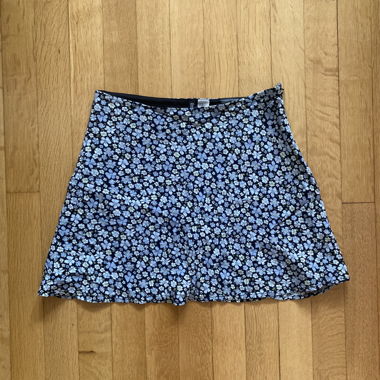 Gonna Mini Floreale Nera e Blu