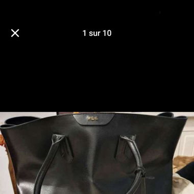 Cabas Lauren Ralph Lauren, city cuir noir