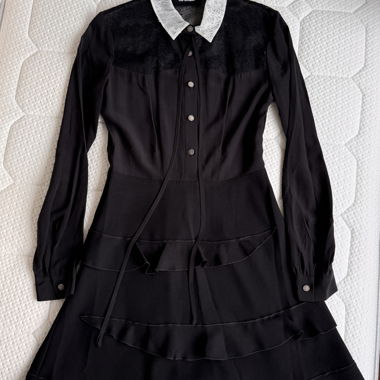 The Kooples - abito nero con colletto in pizzo