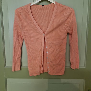 Pink Rib-Knit Cardigan