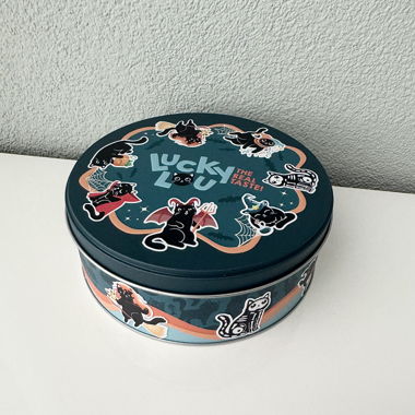 Halloween-Katze Keksdose (D: 17cm / H: 7cm)