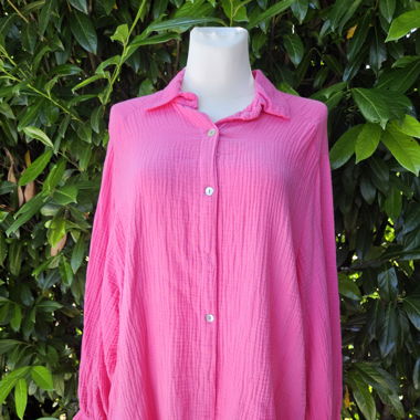 Oversize Musselinbluse in Pink