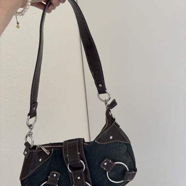 Y2k Tasche Jeans & braunes Leder