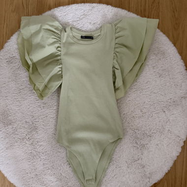 Sage green ruffle bodysuit