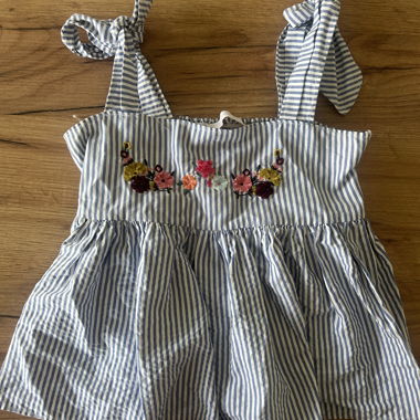 striped top with floral embroidery from zara