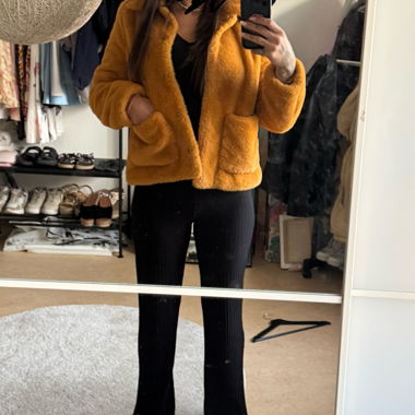 Giacca Teddy soffice giallo senape