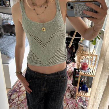 Mint green knitted tank top