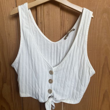 Weisses geripptes ärmelloses Crop-Top